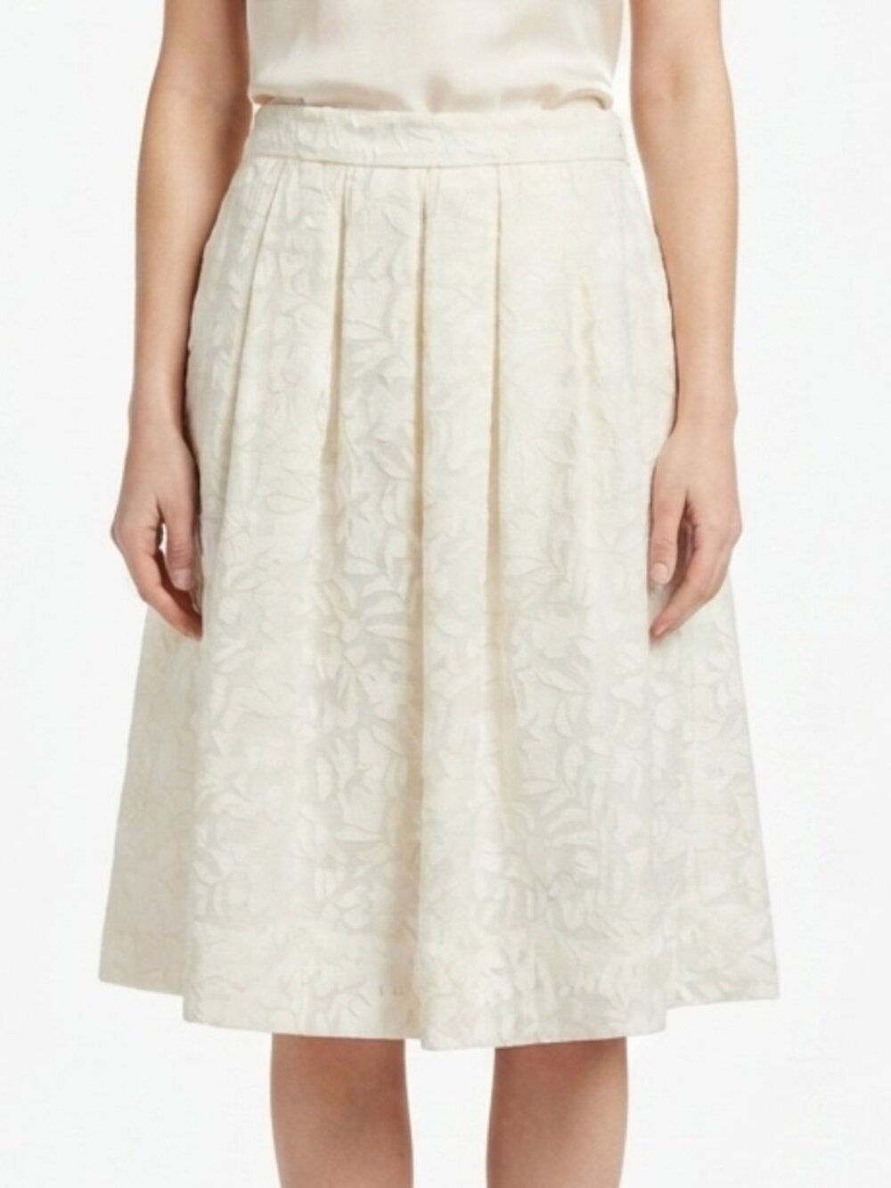 J Crew Factory Burnout Damask Pleated Lightweight Full Skirt NEW- Sz. 0